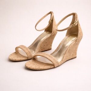 Lilly Pulitzer Jenna Cork Wedge Sandals Tan Gold 9 NWT Resort Wedding